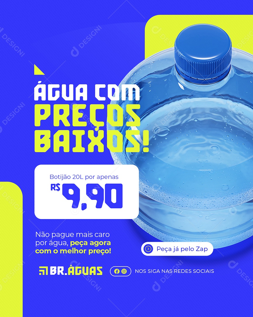 Distribuidora de Água com Preços Baixos Social Media PSD Editável