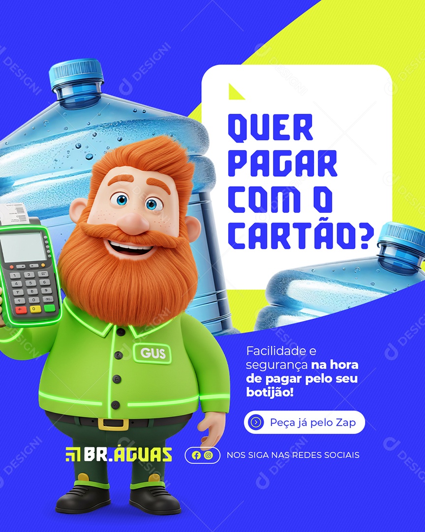 Distribuidora de Água Quer Pagar Com o Cartão Social Media PSD Editável
