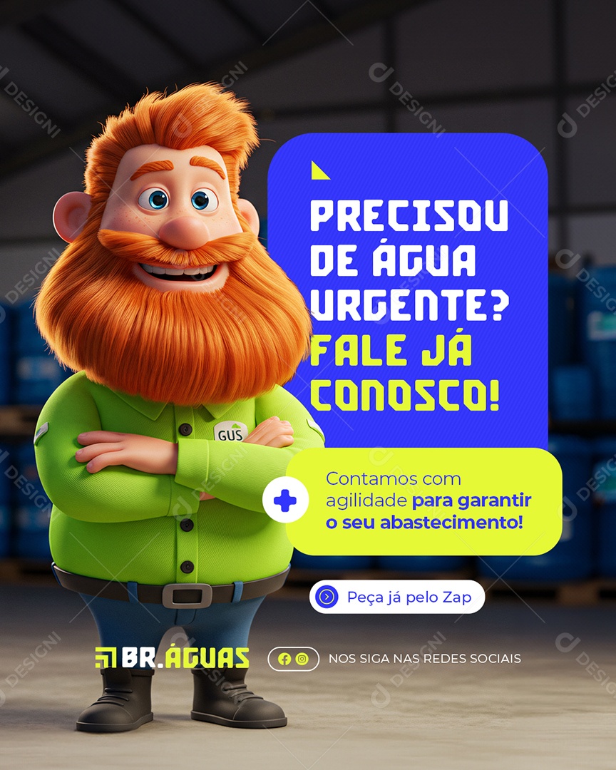 Distribuidora de Água Precisou de Água Social Media PSD Editável