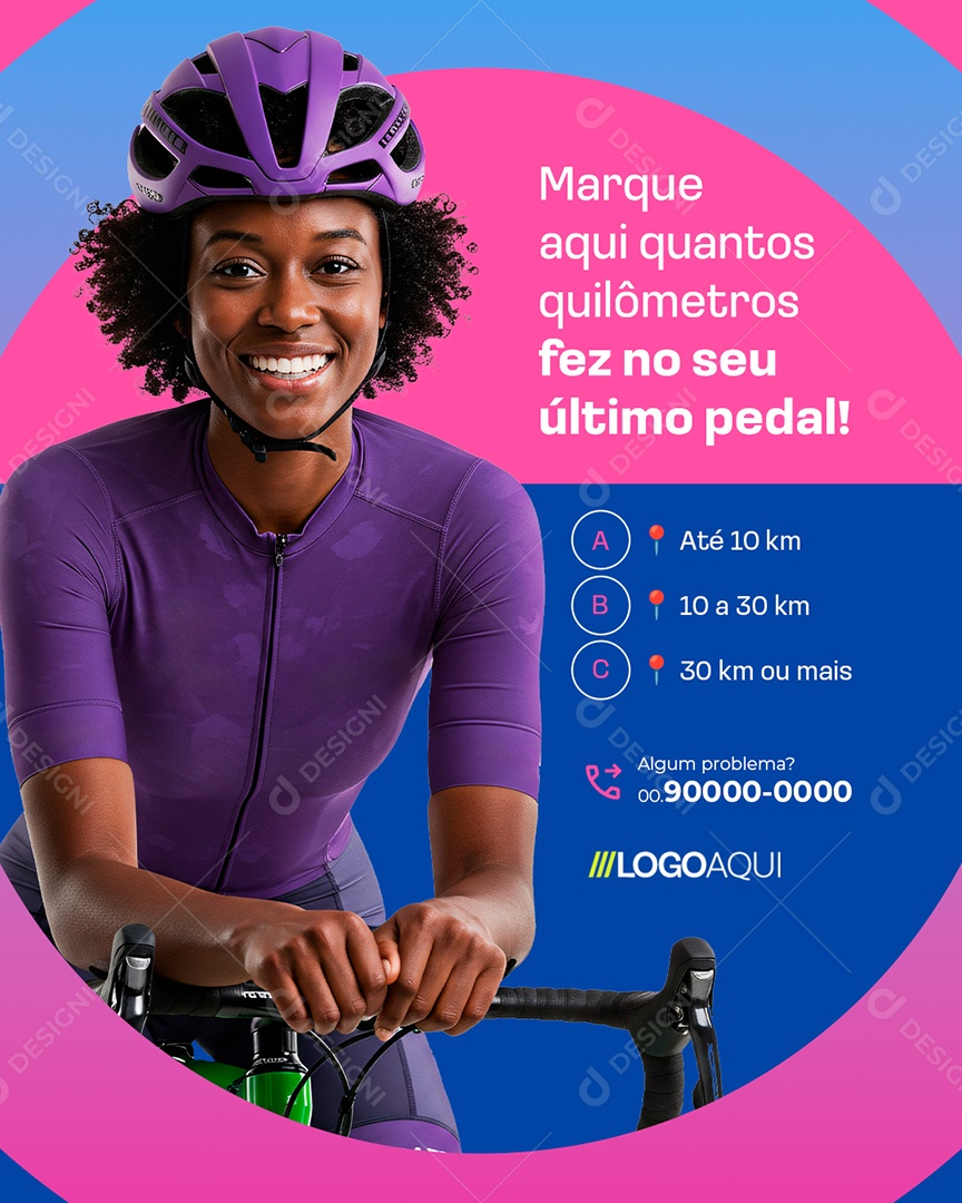 Bicicletas Marque Aqui Tantos Quilômetros Social Media PSD Editável