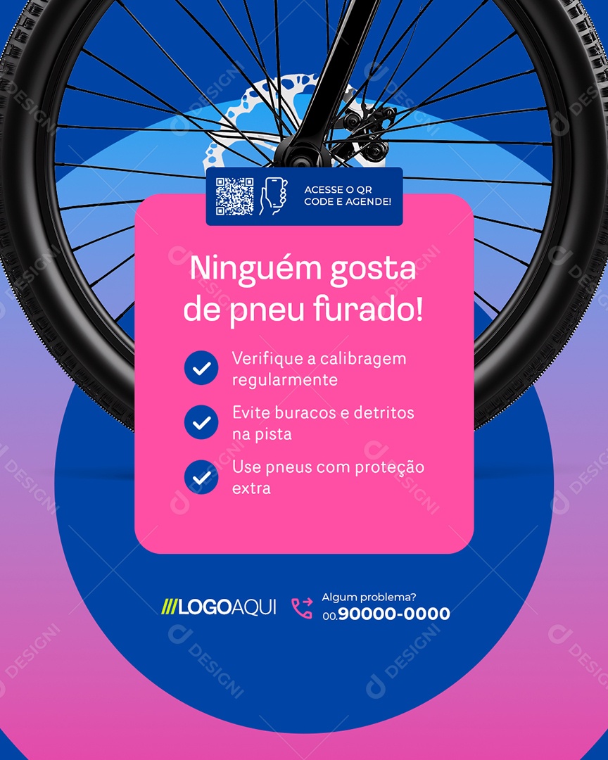 Bicicletas Ninguém Gosta de Pneu Furado Social Media PSD Editável
