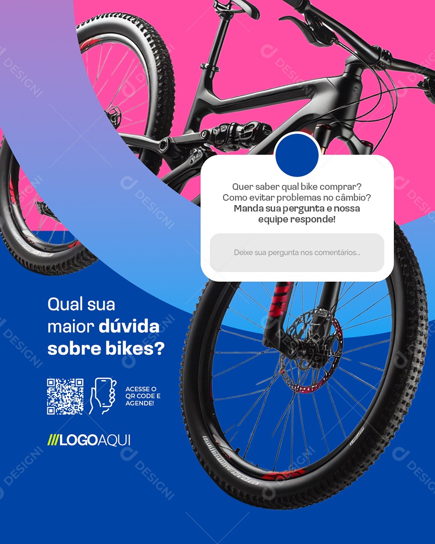 Bicicletas Qual Sua Maior Dúvida Sobre Bikes Social Media PSD Editável