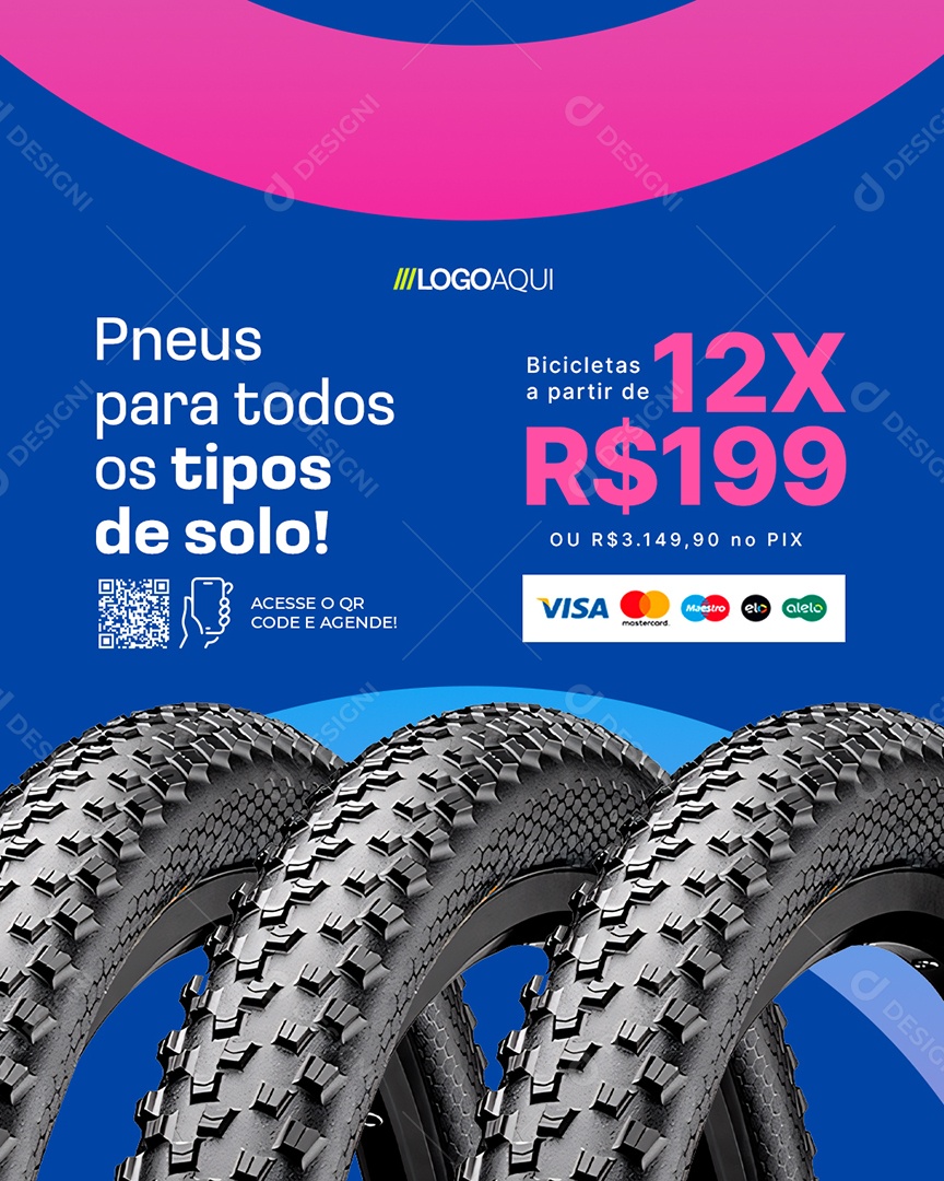 Bicicletas Pneus para Todos os Tipos de Solo Social Media PSD Editável