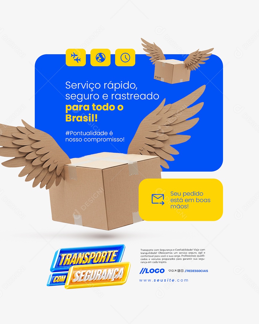 Transporte com Segurança Serviço Rápido Social Media PSD Editável