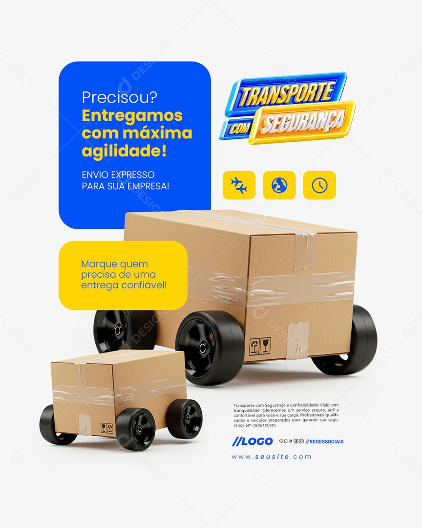 Transporte com Segurança Entregamos com Máxima Agilidade Social Media PSD Editável