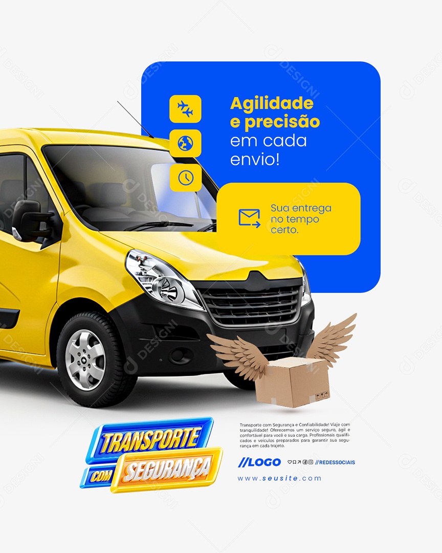 Transporte com Segurança Agilidade e Precisão Social Media PSD Editável