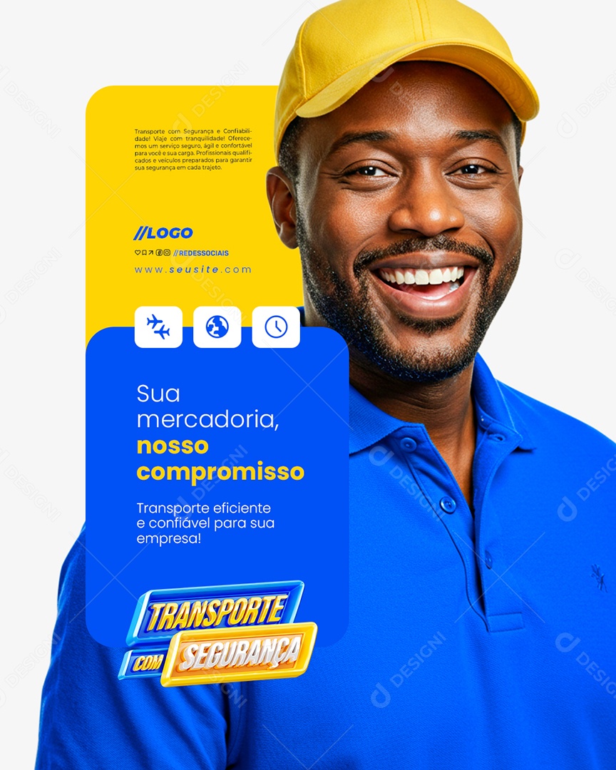 Transporte com Segurança Sua Marcadoria Social Media PSD Editável
