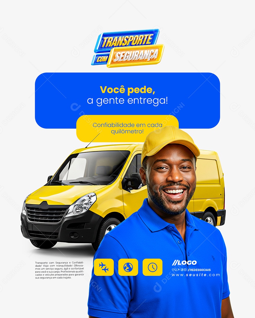 Transporte com Segurança Você Pede Social Media PSD Editável