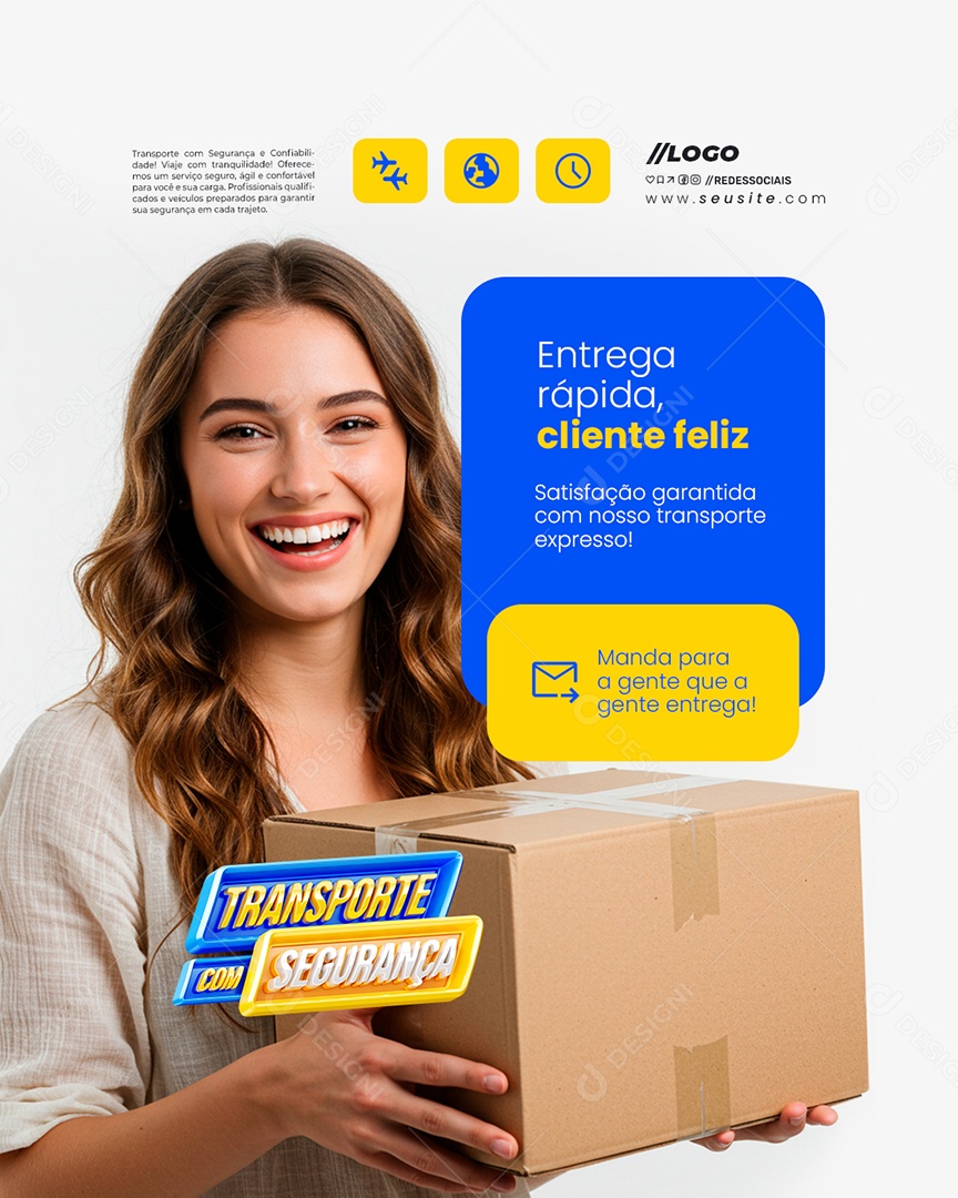 Transporte com Segurança Entrega Rápida Social Media PSD Editável
