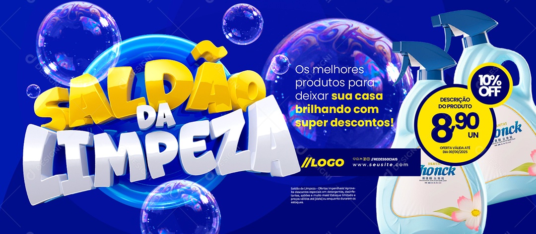 Banner Saldão Da Limpeza Os Melhores Produtos Social Media PSD Editável