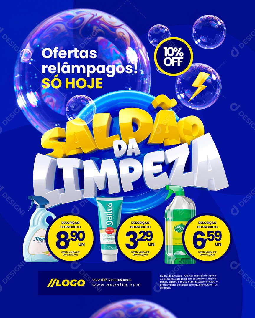 Saldão Da Limpeza Ofertas Relâmpagos Social Media PSD Editável