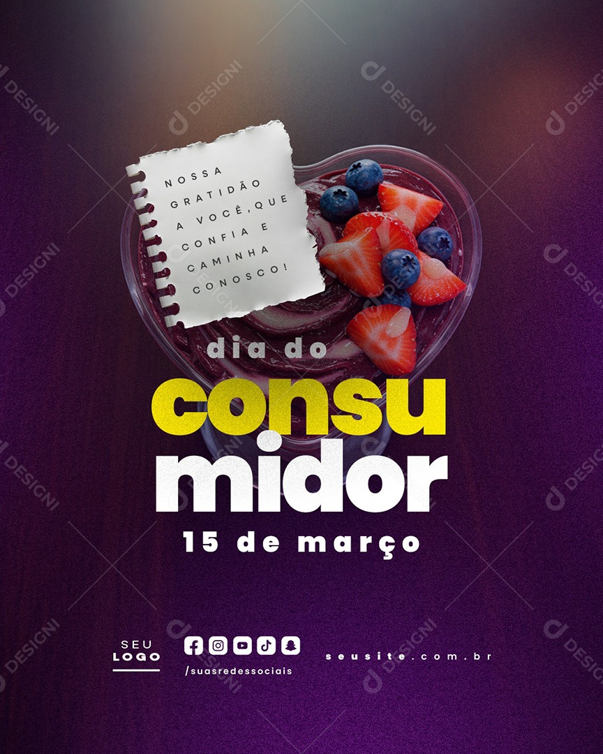 Dia do Consumidor 15 de Março Açaíteria Social Media PSD Editável