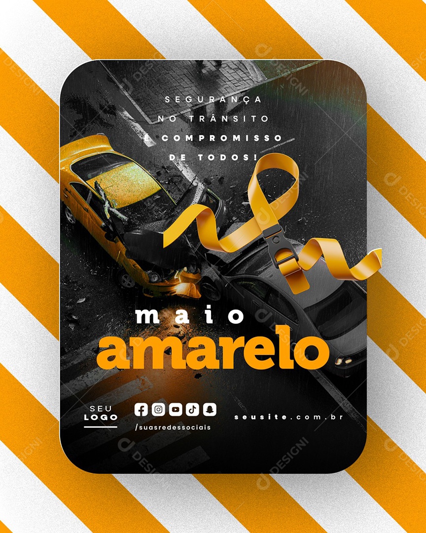 Maio Amarelo Segurança no Trânsito Social Media PSD Editável