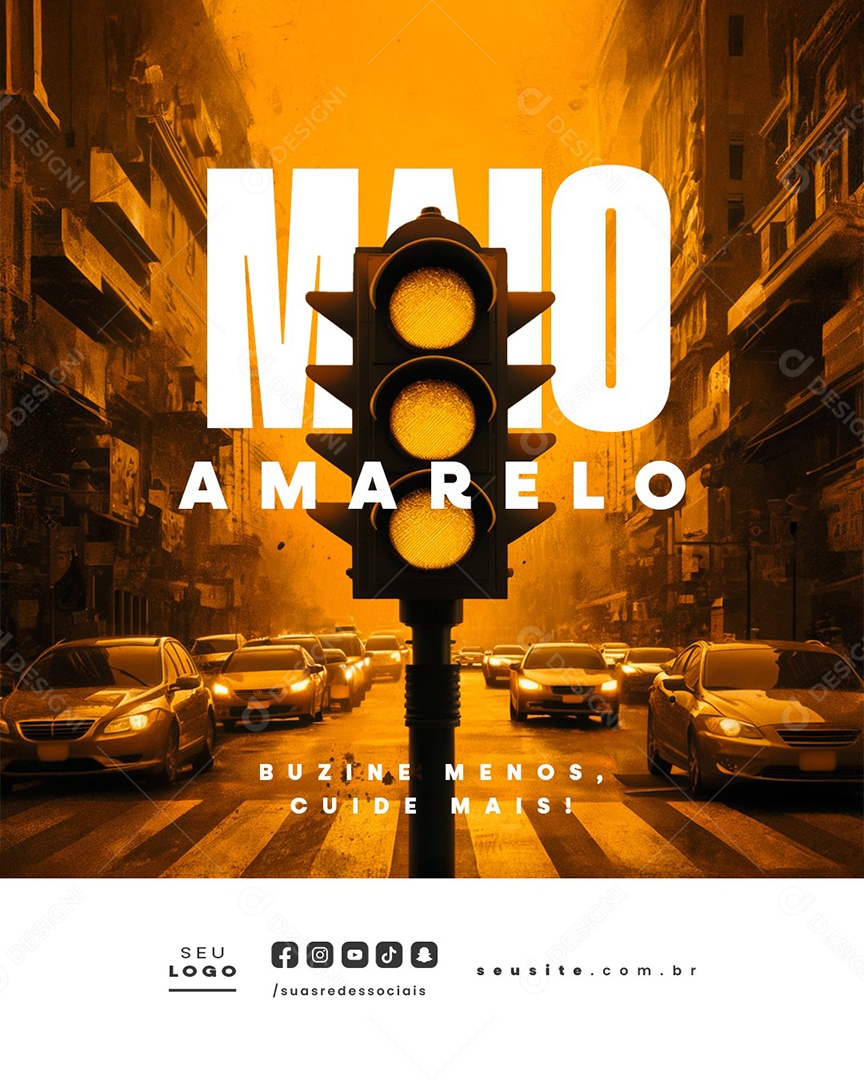Maio Amarelo Buzine Menos Social Media PSD Editável