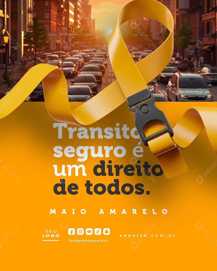 Maio Amarelo Trânsito Seguro Social Media PSD Editável