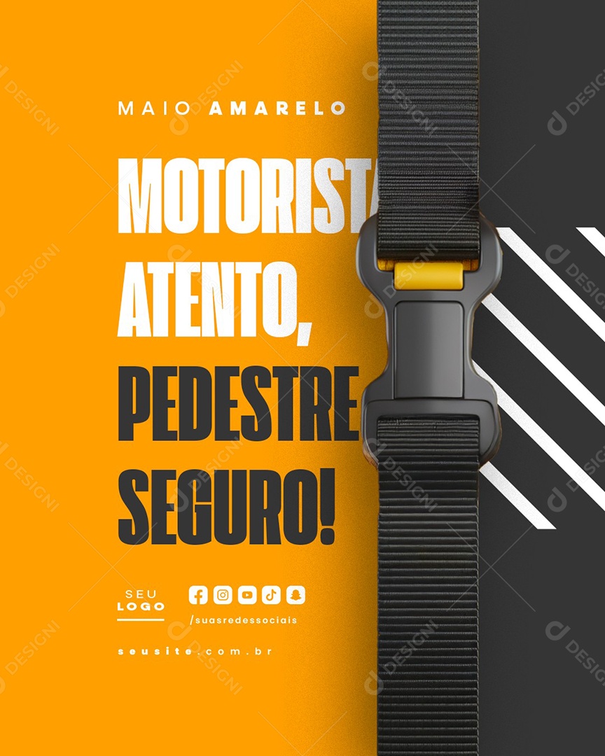 Maio Amarelo Motorista Atento Social Media PSD Editável