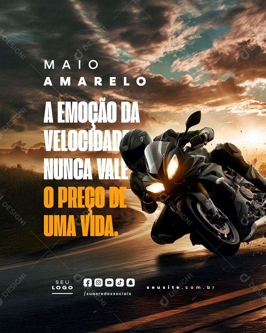 Maio Amarelo A Emoção Da Velocidade Social Media PSD Editável