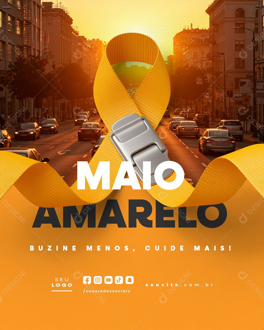 Maio Amarelo Buzine Menos Social Media PSD Editável