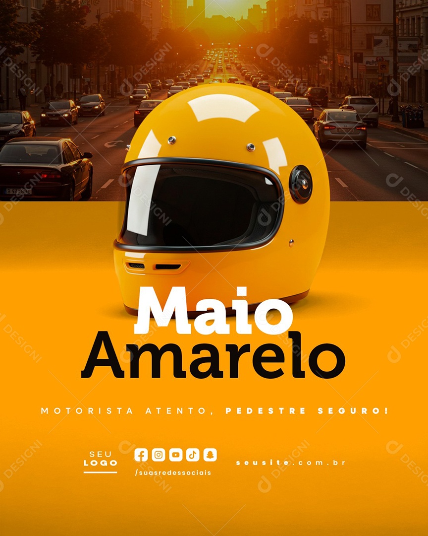 Maio Amarelo Motorista Atento Social Media PSD Editável