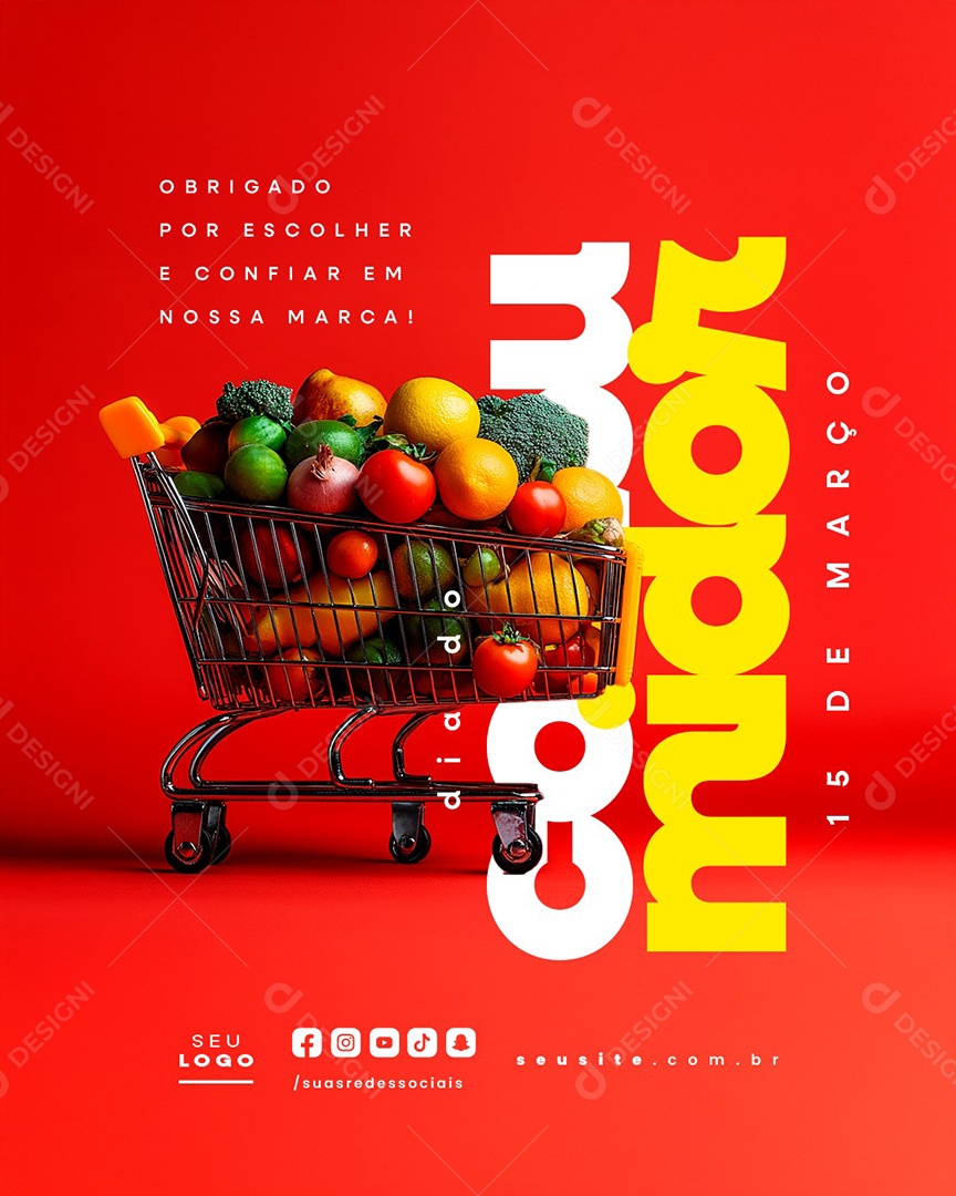 Dia do Consumidor 15 de Março Supermercado Social Media PSD Editável