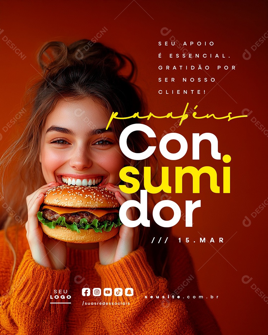 Dia do Consumidor 15 de Março Parabéns Social Media PSD Editável