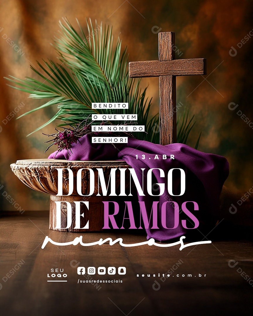 Domingo de Ramos 13 de Abril Bendito Social Media PSD Editável
