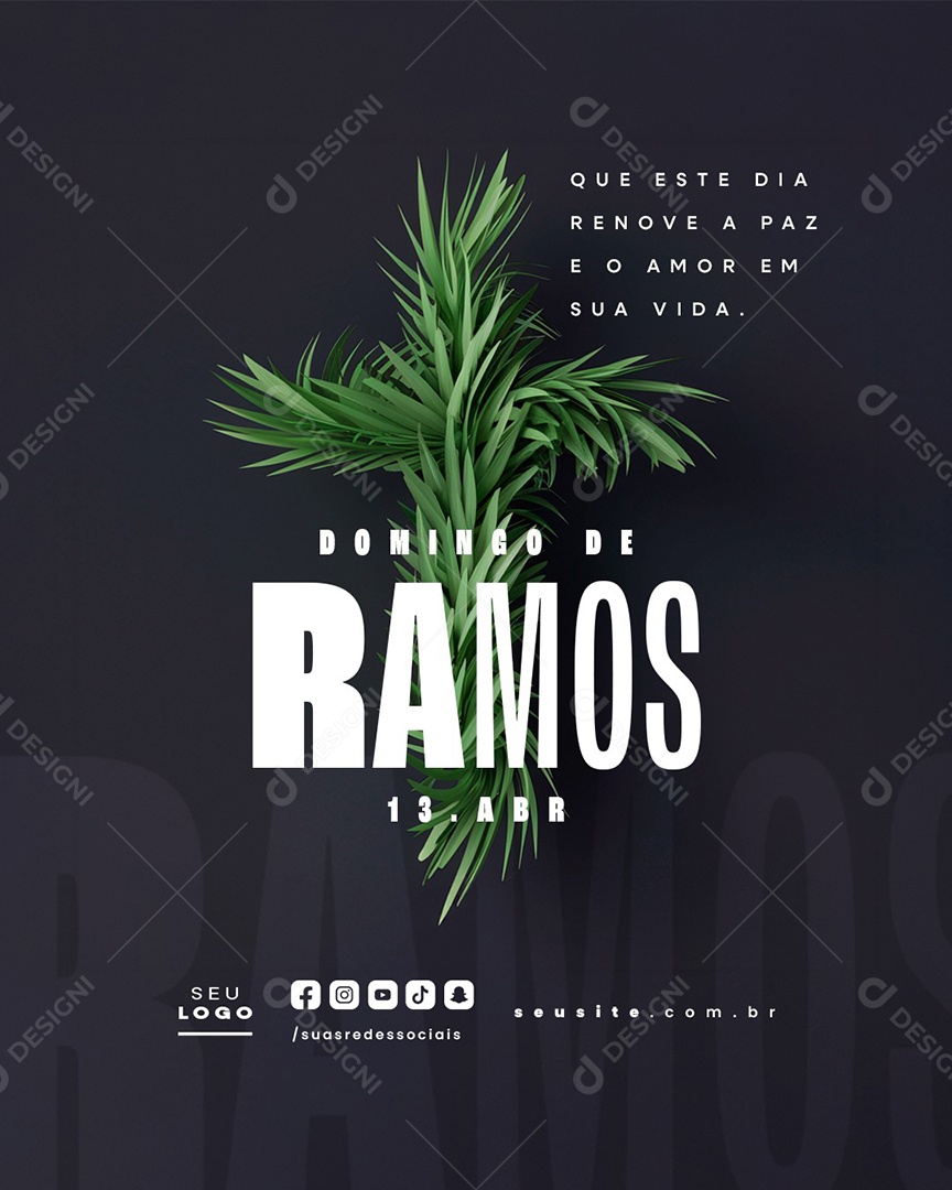 Domingo de Ramos 13 de Abril Social Media PSD Editável