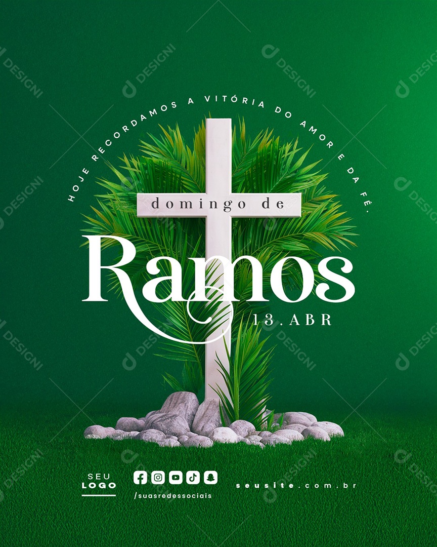 Domingo de Ramos 24 de Março Hoje Recordamos Social Media PSD Editável