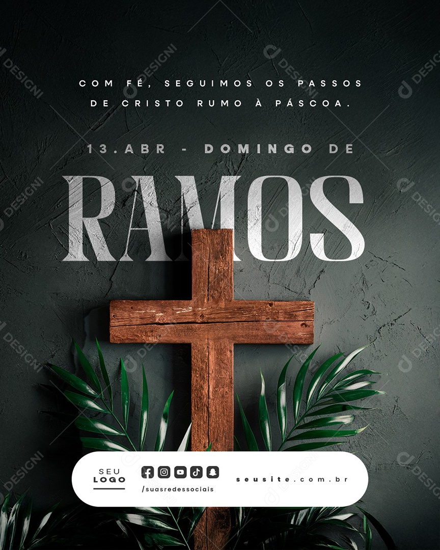 Domingo de Ramos 13 de Abril Com Fé Social Media PSD Editável