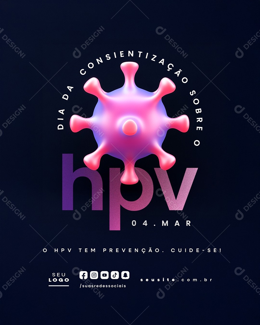 Dia da Consicientização Sobre o HPV 04 de Março Social Media PSD Editável