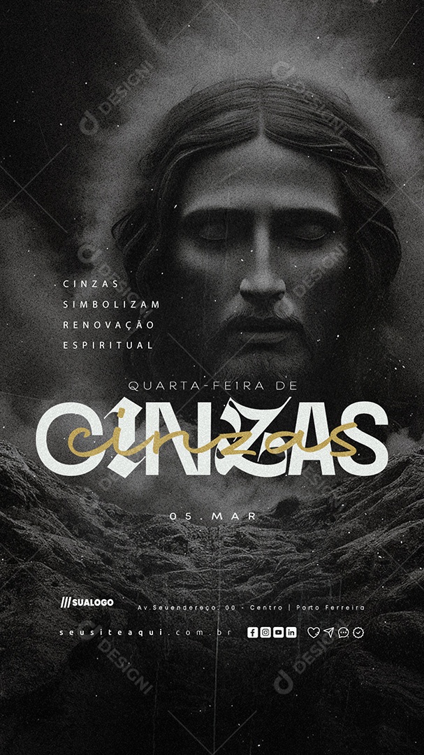 Story Quarta Feira de Cinzas 05 de Março Simbolizam Renovação Social Media PSD Editável