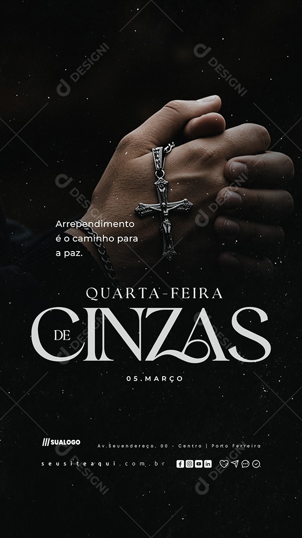 Story Quarta Feira de Cinzas 05 de Março Arrependimento é o Caminho Social Media PSD Editável
