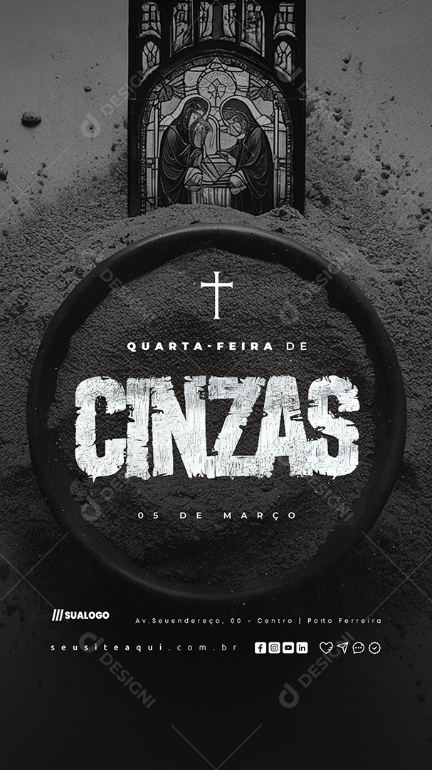 Story Quarta Feira de Cinzas 05 de Março Social Media PSD Editável