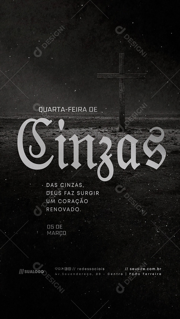 Story Quarta Feira de Cinzas 05 de Março Deus Fazer Surgir Social Media PSD Editável