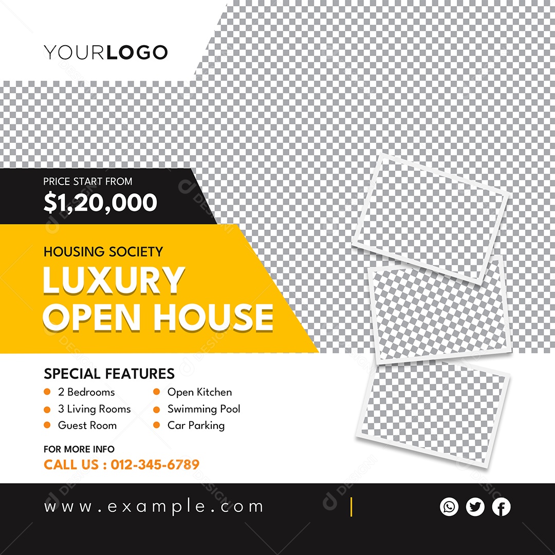 Imobiliária Casa Aberta de Luxo Social Media PSD Editável
