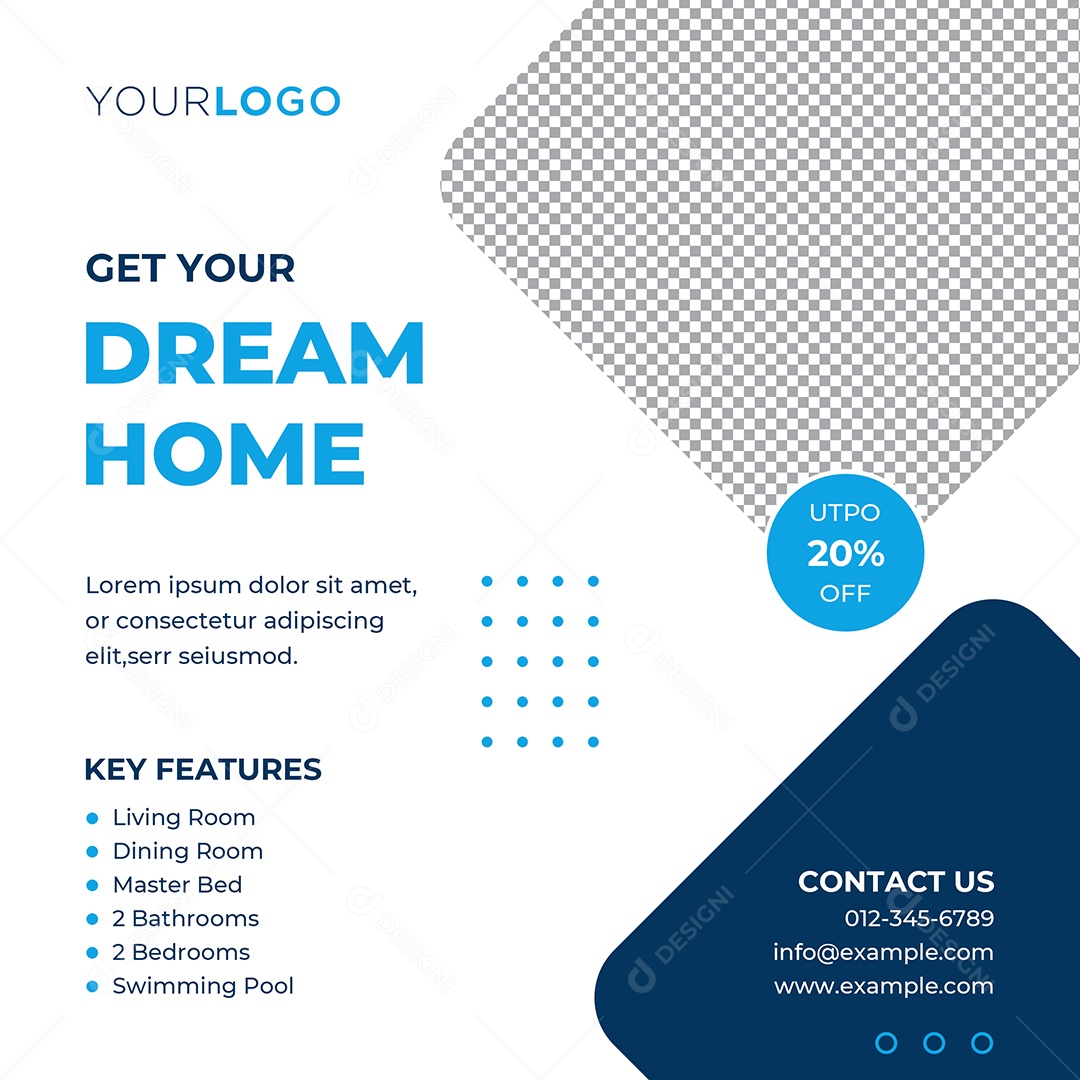 Imobiliária Obtenha a Casa Dos Seus Sonhos Social Media PSD Editável