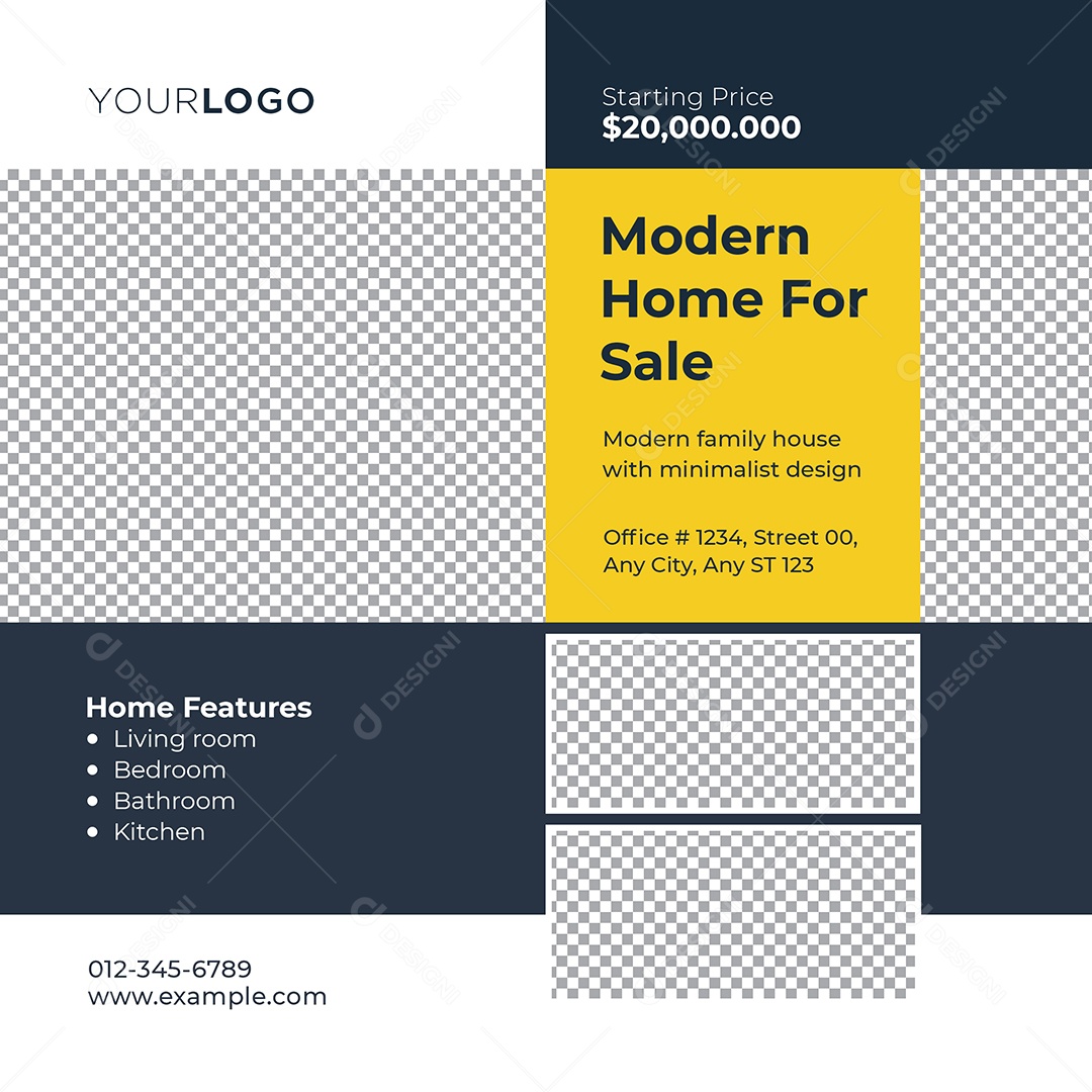 Imobiliária Casa Moderna Para Venda Social Media PSD Editável