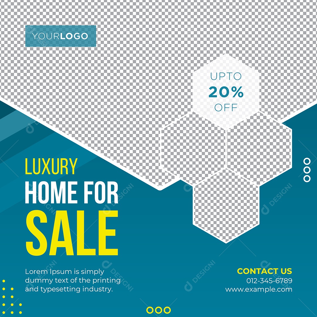 Imobiliária Casa de Luxo Para Venda Social Media PSD Editável