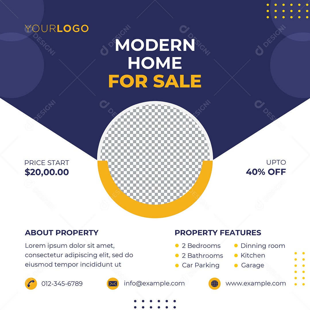 Imobiliária Casa Moderna Para Venda Social Media PSD Editável