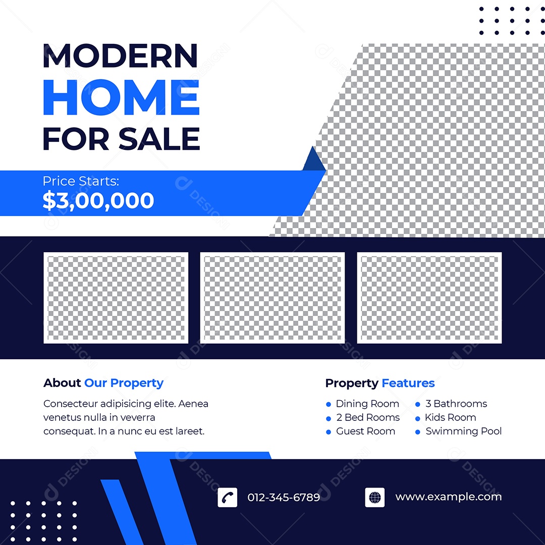 Imobiliária Casa Moderna Para Venda Social Media PSD Editável