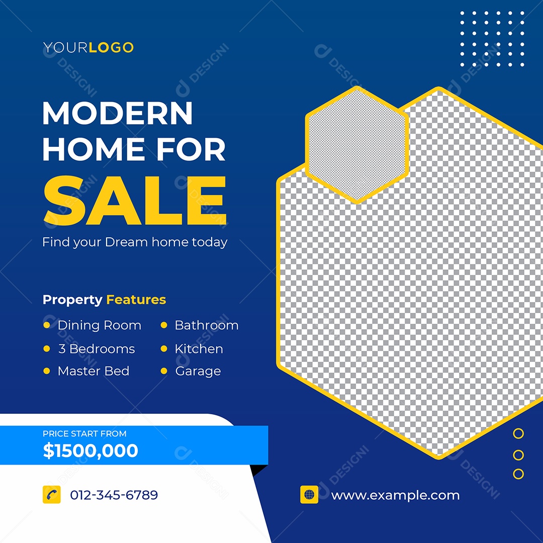 Imobiliária Casa Moderna Para Venda Social Media PSD Editável