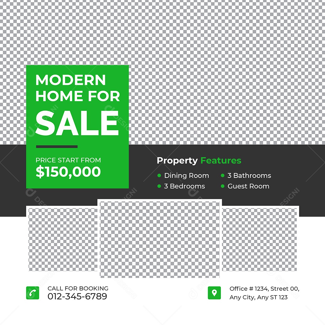 Imobiliária Casa Moderna Para Venda Social Media PSD Editável