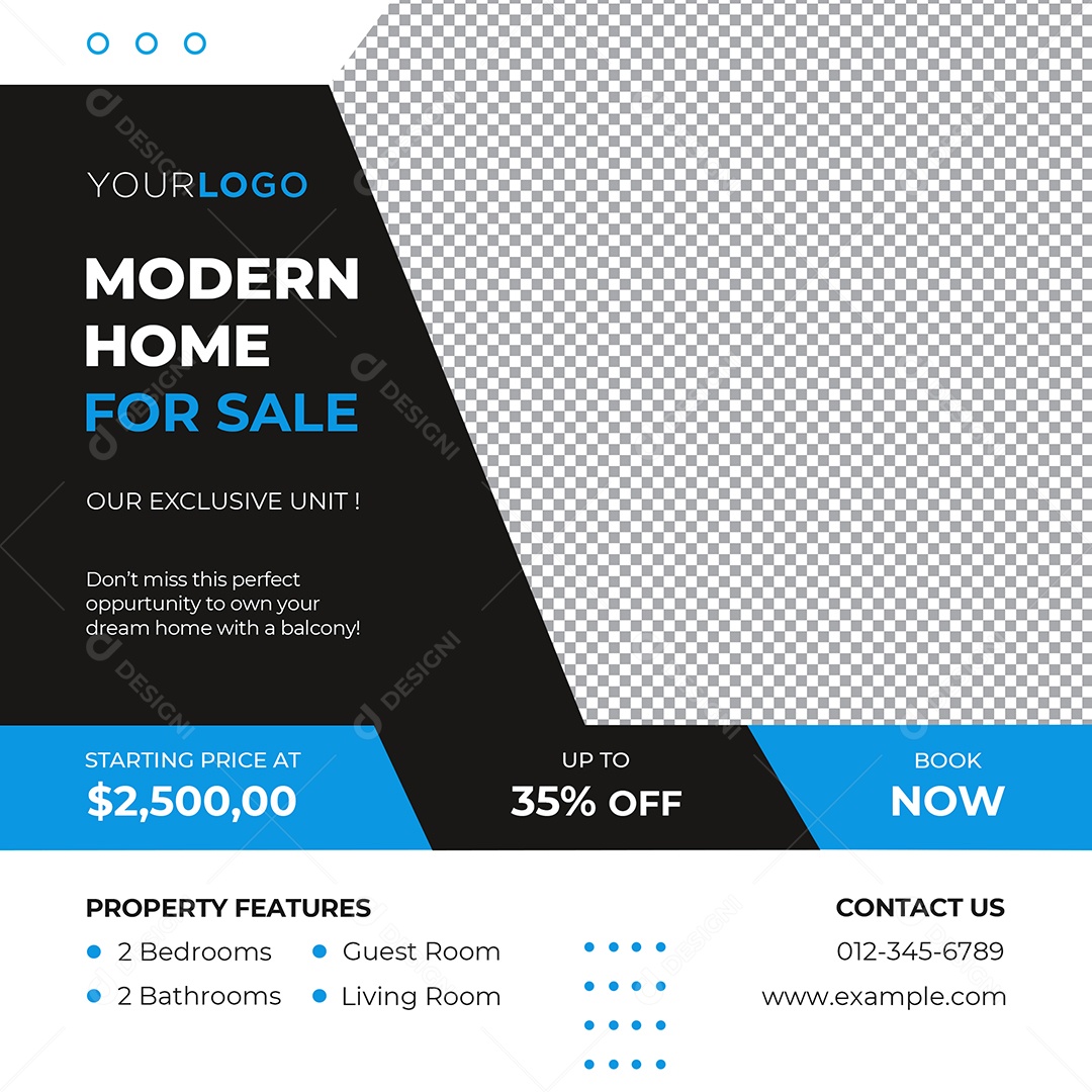 Imobiliária Casa Moderna Para Venda Social Media PSD Editável