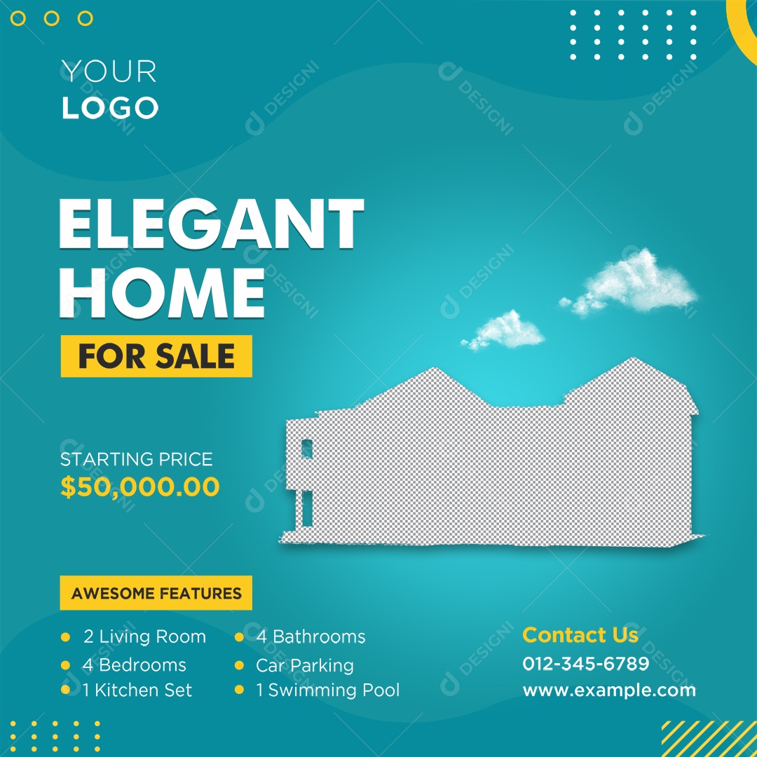 Imobiliária Casa Elegante Para Venda Social Media PSD Editável