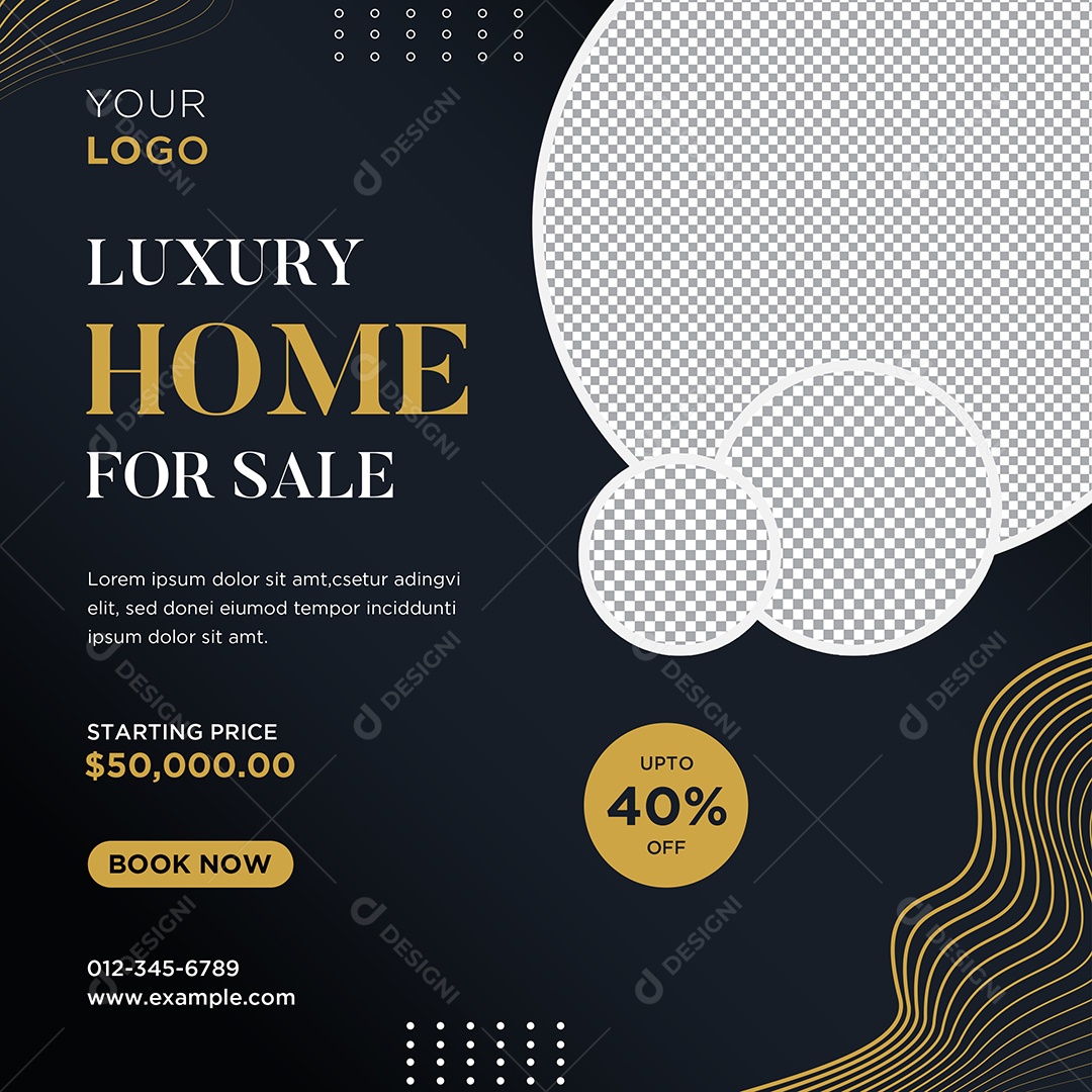 Imobiliária Casa de Luxo Para Venda Social Media PSD Editável