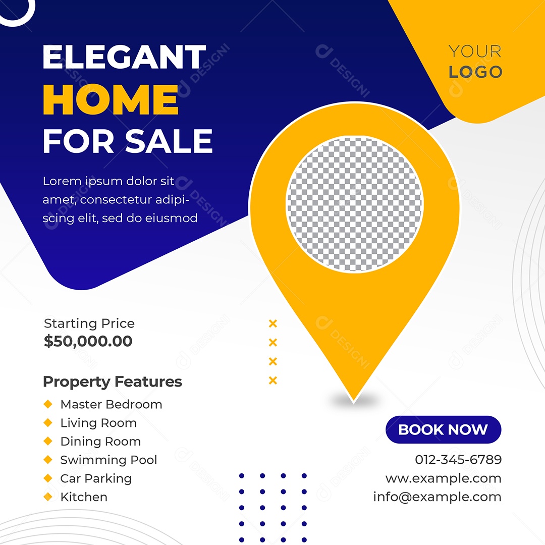 Imobiliária Casa Elegante Para Venda Social Media PSD Editável
