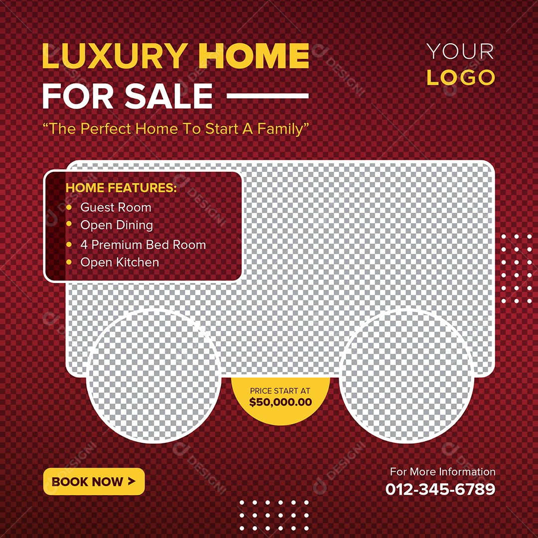 Imobiliária Casa de Luxo Para Venda Social Media PSD Editável