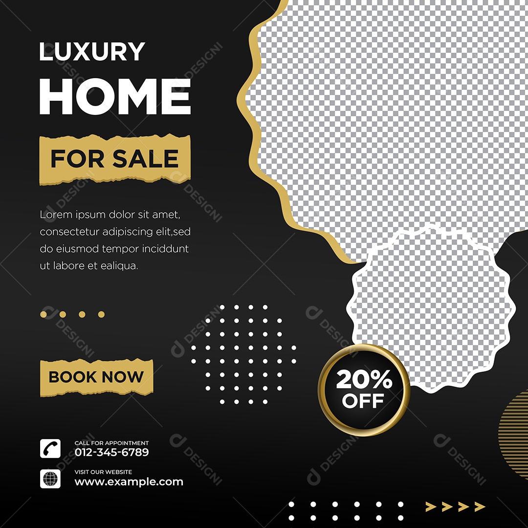 Imobiliária Casa de Luxo Para Venda Social Media PSD Editável