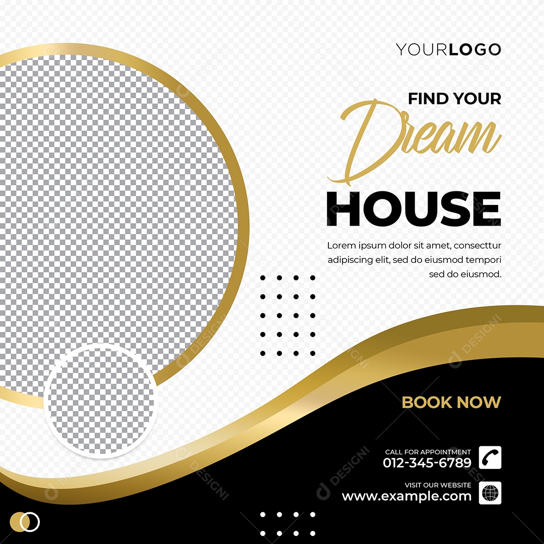 Imobiliária Encontre a Casa Dos Seus Sonhos Social Media PSD Editável