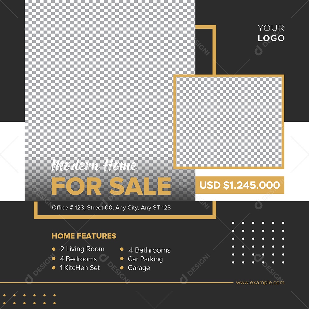 Imobiliária Casa Moderna Para Venda Social Media PSD Editável